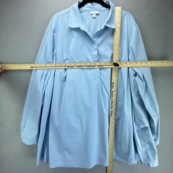 J Jill Blouse Top Womens XL Tall Blue Pullover Stretch Collared Flowy Back - Picture 7 of 15